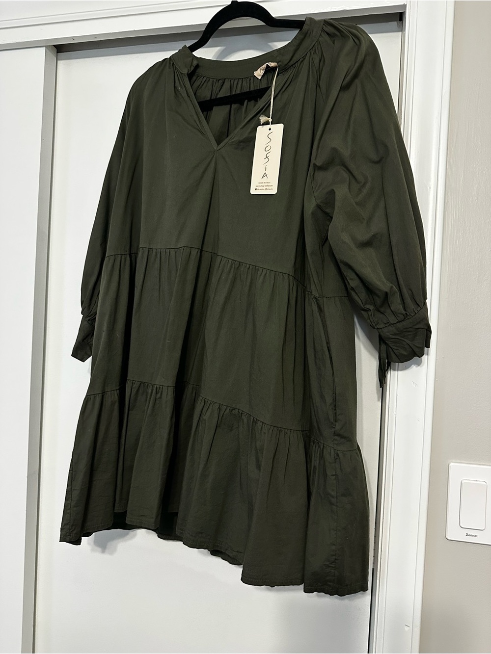 Sofia Made it Italy Olive Green Dress NWT